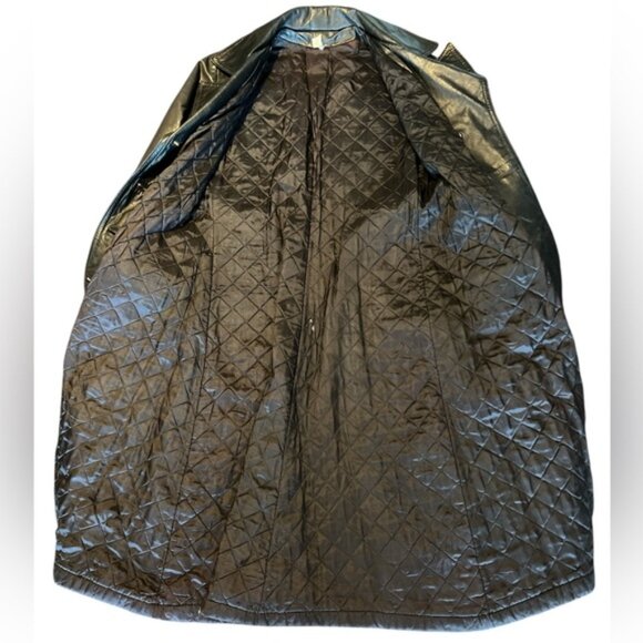 Black Vintage Double Breasted Leather Trench Coat Size Small - Picture 3 of 10